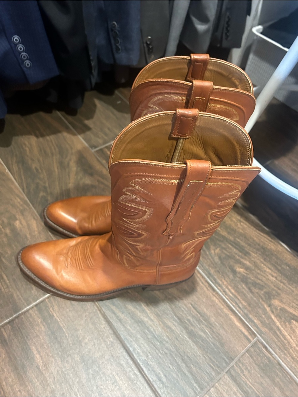 Lucchese Men's Cognac Brown Leather Western Boots
